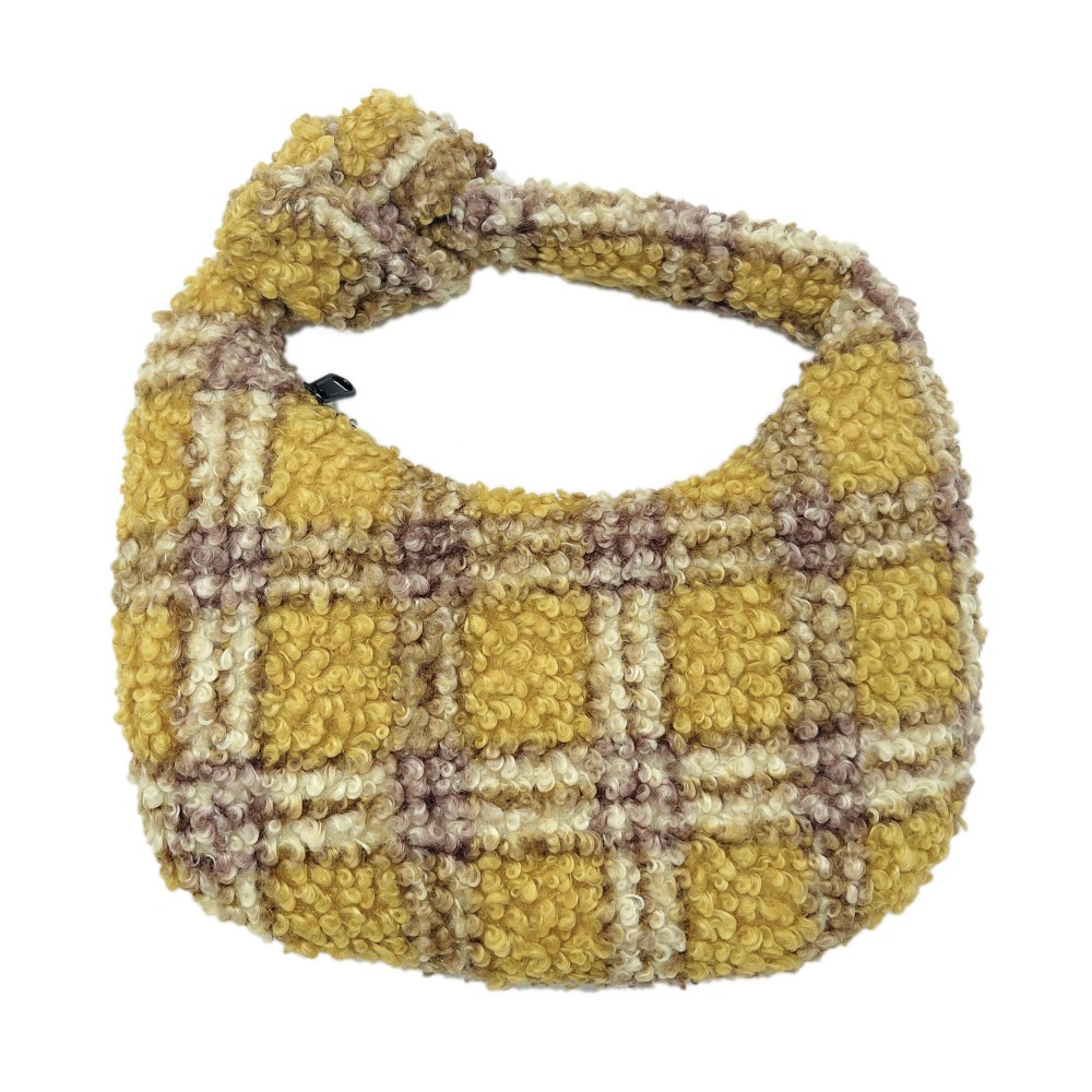 Plaid Sherpa Handbag - 100% Polyester - Approximately 12.6" W x 6.7" H view 4
