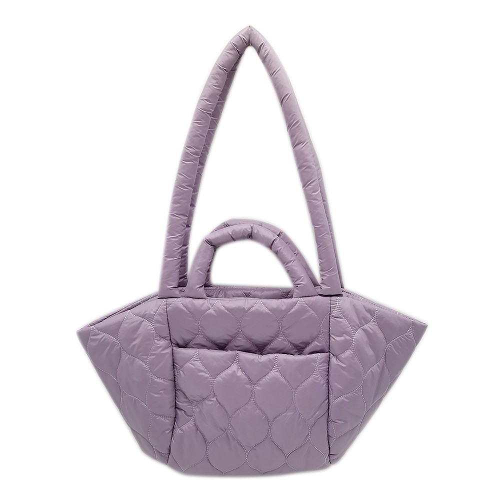 Puffy Quilt Tote Bag With Handles and Drop Straps. - Magnetic Closure - One Inner Pocket - One Outer Pocket With Magnetic Closure - Approximately 14" L x 11" T x 5" W - Strap Drop 13" L - 100% Polyester view 4