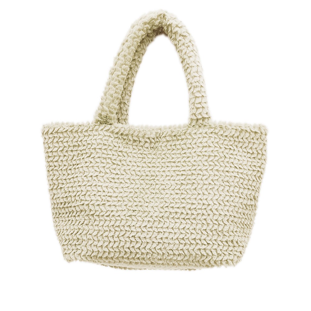 Do Everything In Love Textured Chevron Faux Fur Tote Bag - Magnetic Button Closure - One Lined Body With 2 Internal Side Pockets - Approximately 12.75" WX 11" HX 6.5" D - 100% Polyester view 2