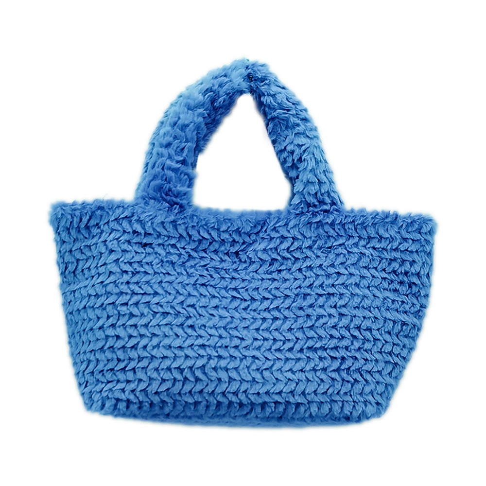 Do Everything In Love Textured Square Cut Faux Fur Mini Tote Bag - Button Closure - Lined Single Main Pocket - Approximately 9.8" WX 7.5" HX 4.5" D view 2