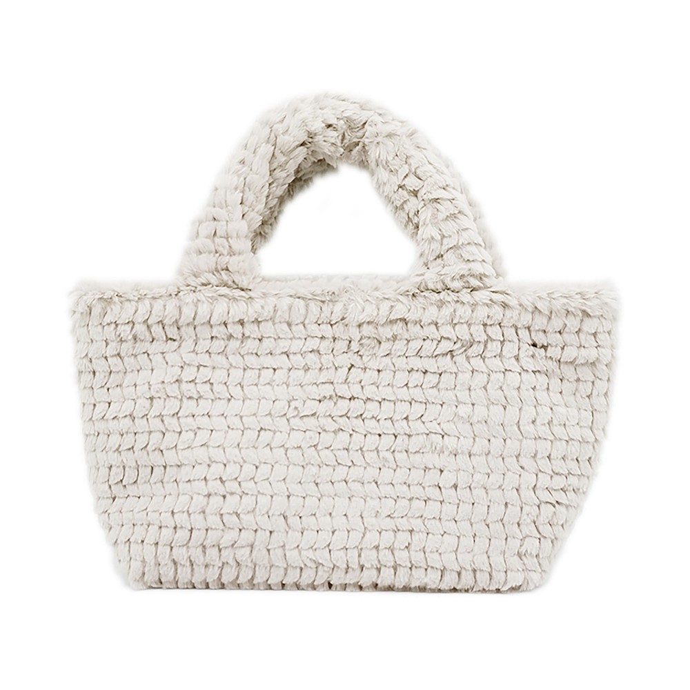 Do Everything In Love Textured Square Cut Faux Fur Mini Tote Bag - Button Closure - Lined Single Main Pocket - Approximately 9.8" WX 7.5" HX 4.5" D view 2