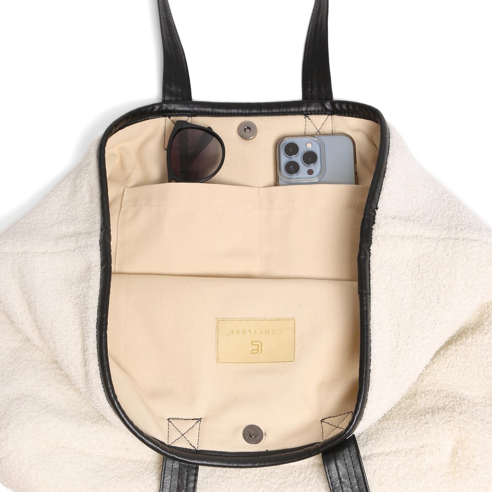 ComfyLuxe Smile Knit Tote Bag - Two inner Pockets - Approximately 20" W x 15" T - 100% Poly Microfiber view 6