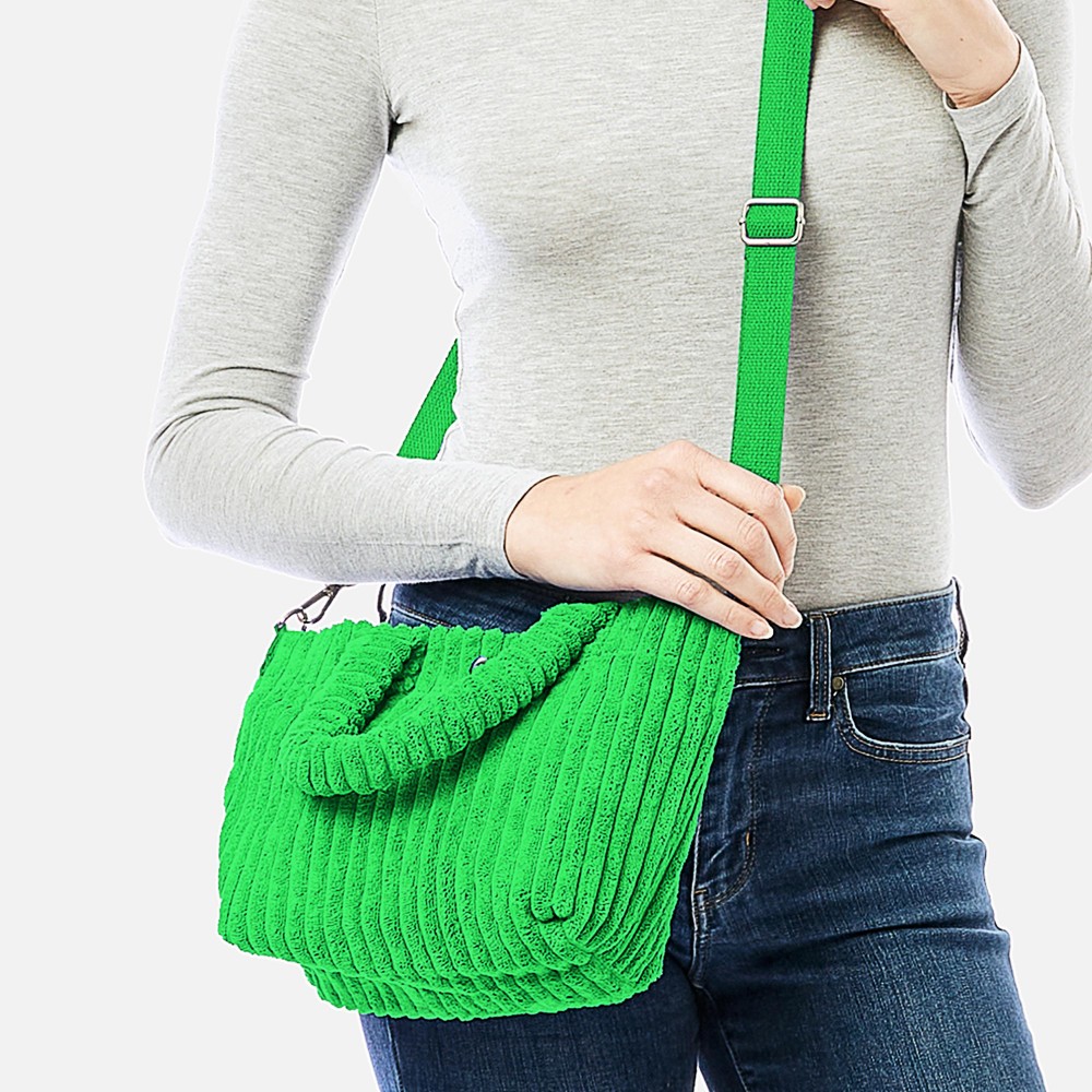 Thick Fuzzy Cord Hand Bag With Matching Removable Adjustable Cross Body Strap - Magnetic Closure - One Inner Pocket - Adjustable Strap - Approximately 11" L x 7" T x 4" D - 88% Polyester / 12% Nylon view 4
