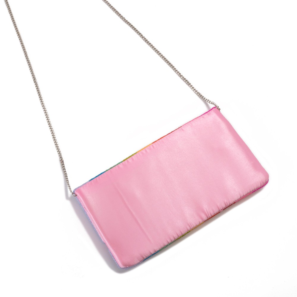 Rainbow Champagne Bottle Beaded Handbag With Detachable Chain Strap - One Inner Pocket - Magnetic Closure - Approximately 9.5"W x 5.5" T - Approximately 21" Drop view 4