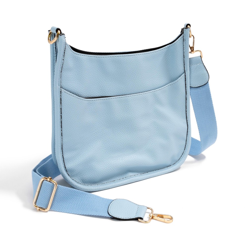 Solid Color Leather Handbag With Matching Strap - Magnetic Closure - One Outer Pocket - Three Inner Pockets / One With Zipper Closure - Adjustable and Removable Canvas Strap Approximately 14" - 23" Drop - Approximately 10"T x 10"L x 2"W - Material: Leather view 4