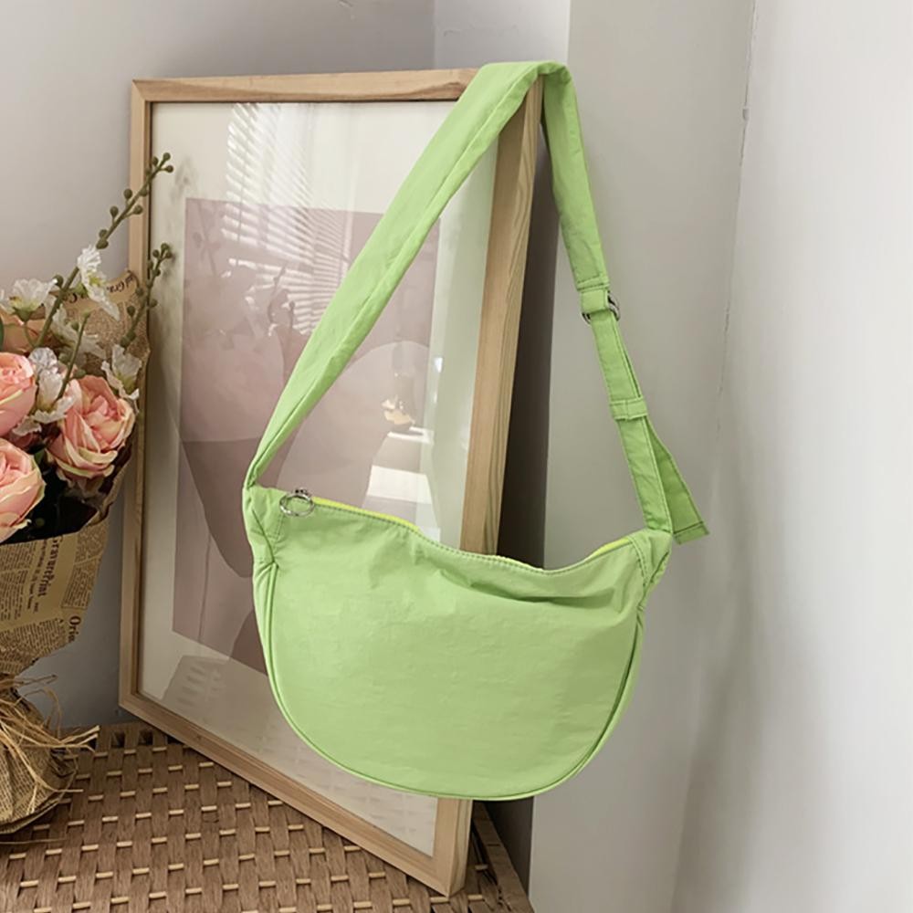 Simple Nylon Everyday Carry Purse - Full Zipper Closure - Open and Zipper Internal Pocket - Slide Adjustable Strap - Approximately 12" W X 7" T X 3" D - Strap Drop 10-17" L view 2