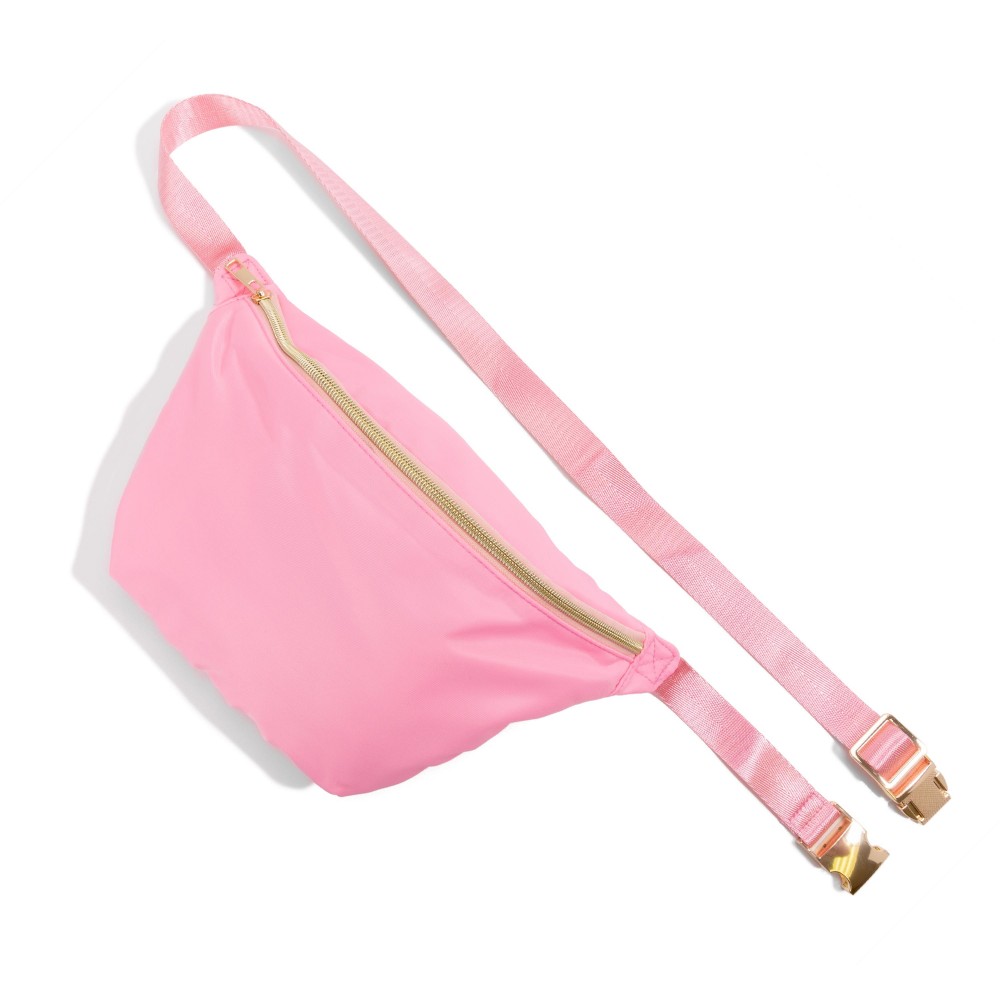 Large Nylon Zipper Fanny Pack - Full Zipper Closure - Water Resistant Material - Adjustable Fixed Canvas Strap - Strap Approximately 35-46" L - Bag Body 10" W X 7.5" T X 2.5"D view 2