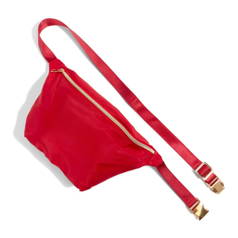 Large Nylon Zipper Fanny Pack - Full Zipper Closure - Water Resistant Material - Adjustable Fixed Canvas Strap - Strap Approximately 35-46" L - Bag Body 10" W X 7.5" T X 2.5"D view 2