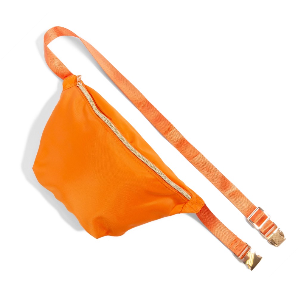 Large Nylon Zipper Fanny Pack - Full Zipper Closure - Water Resistant Material - Adjustable Fixed Canvas Strap - Strap Approximately 35-46" L - Bag Body 10" W X 7.5" T X 2.5"D view 2