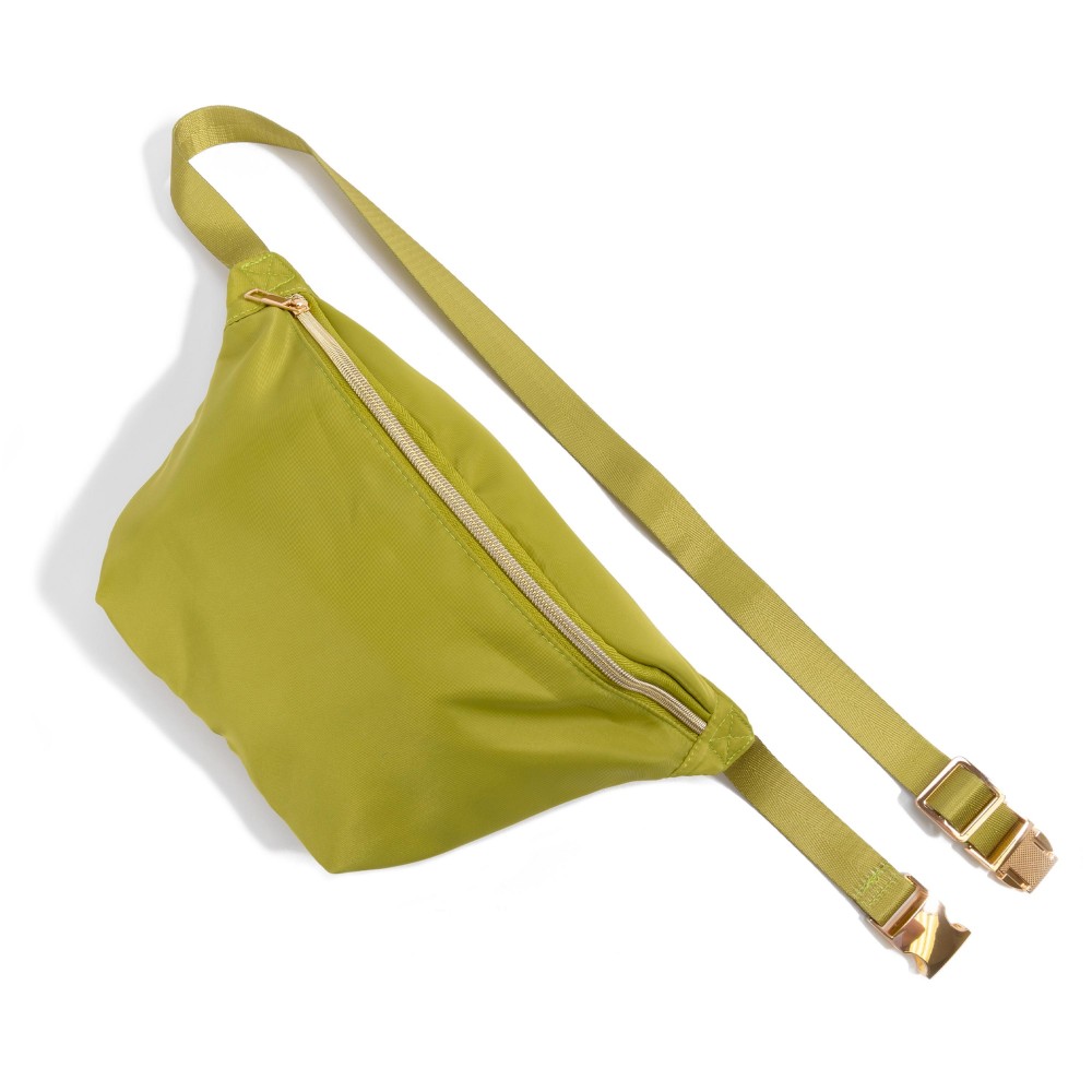 Large Nylon Zipper Fanny Pack - Full Zipper Closure - Water Resistant Material - Adjustable Fixed Canvas Strap - Strap Approximately 35-46" L - Bag Body 10" W X 7.5" T X 2.5"D view 2