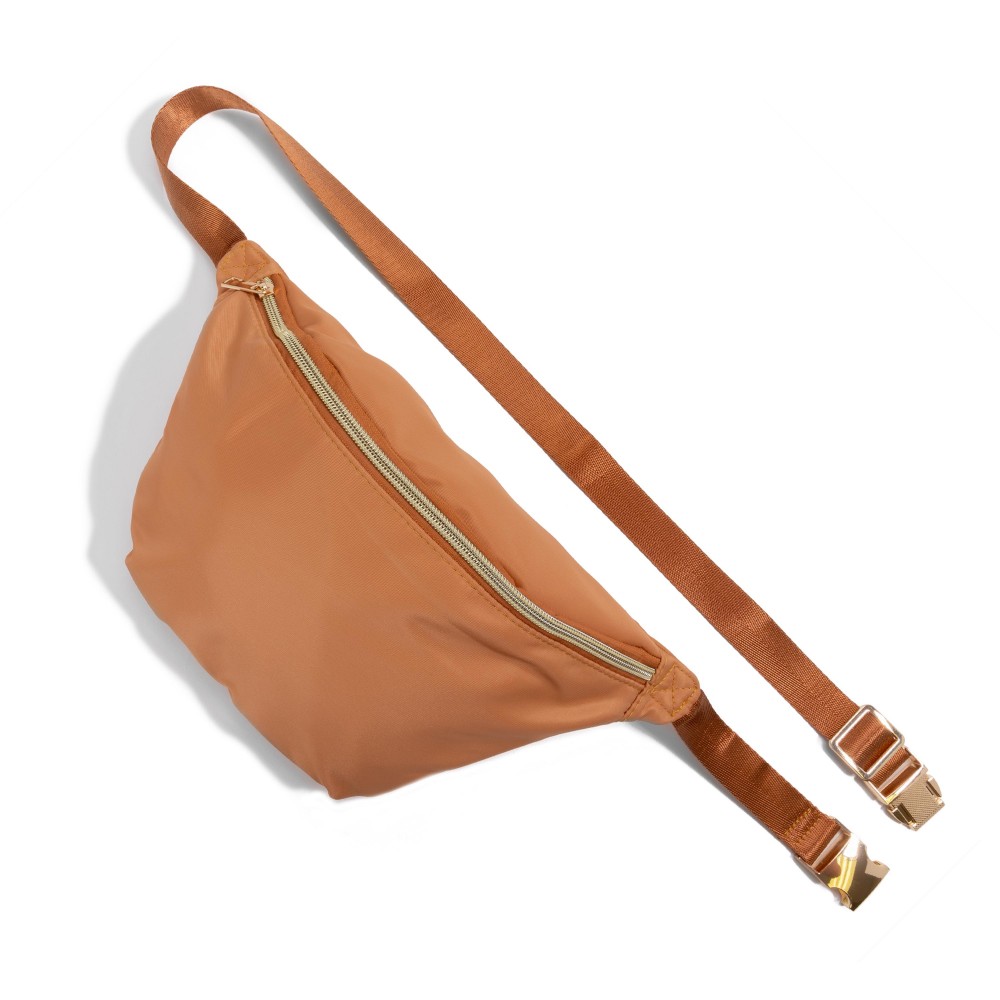 Large Nylon Zipper Fanny Pack - Full Zipper Closure - Water Resistant Material - Adjustable Fixed Canvas Strap - Strap Approximately 35-46" L - Bag Body 10" W X 7.5" T X 2.5"D view 2