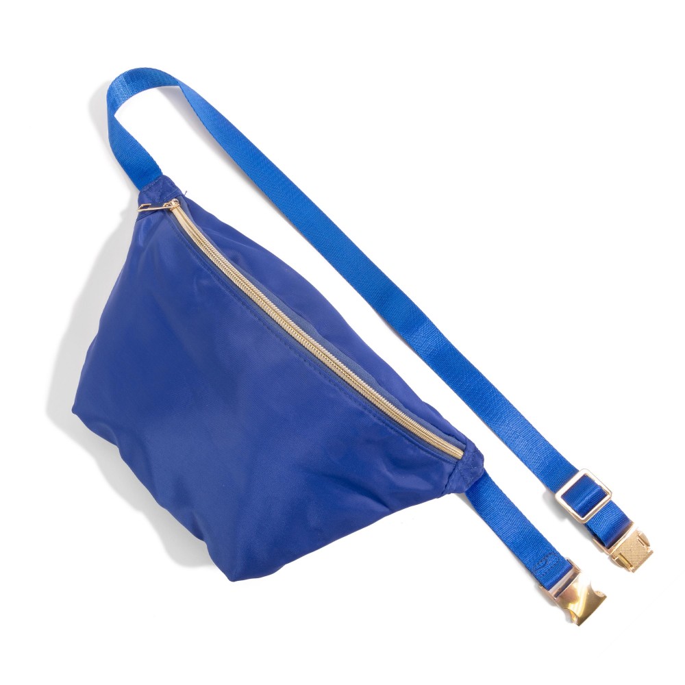Large Nylon Zipper Fanny Pack - Full Zipper Closure - Water Resistant Material - Adjustable Fixed Canvas Strap - Strap Approximately 35-46" L - Bag Body 10" W X 7.5" T X 2.5"D view 2
