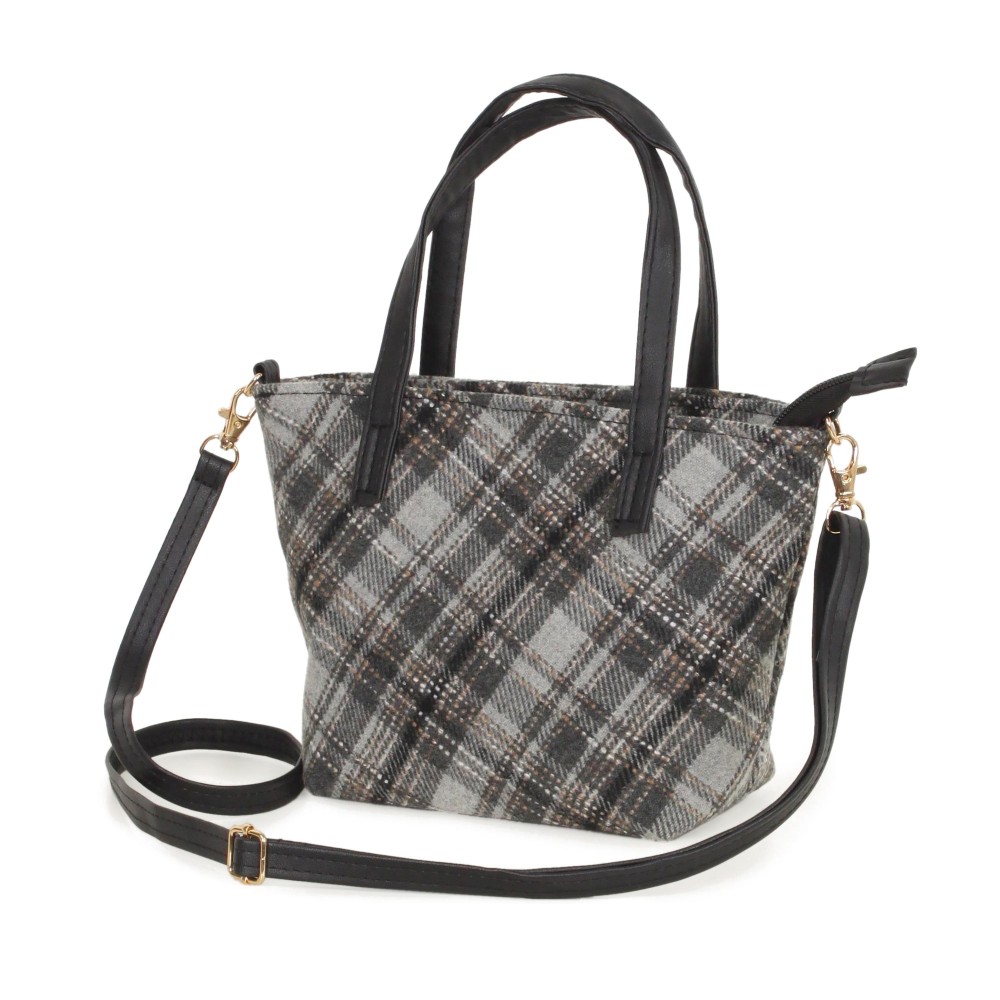 Stitch Plaid Print Crossbody Purse - Full Zipper Closure - Lined Body With 1 Open Internal Pocket - Removable / Adjustable Crossbody Strap - Approximately 9"W X 6" T X 3.5" D - Crossbody Drop 13-26" L - Handle Drop 4" L - 100% Polyester view 4