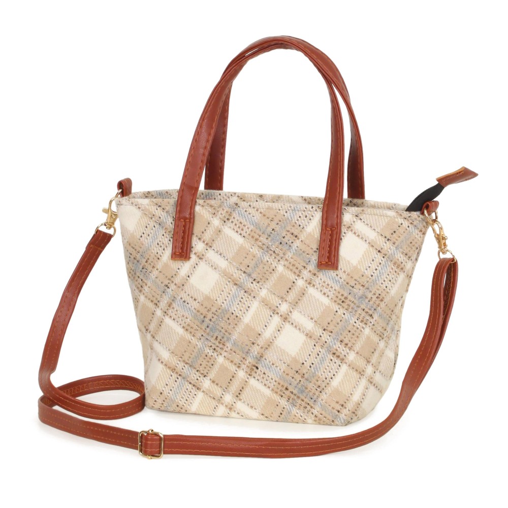 Stitch Plaid Print Crossbody Purse - Full Zipper Closure - Lined Body With 1 Open Internal Pocket - Removable / Adjustable Crossbody Strap - Approximately 9"W X 6" T X 3.5" D - Crossbody Drop 13-26" L - Handle Drop 4" L - 100% Polyester view 4