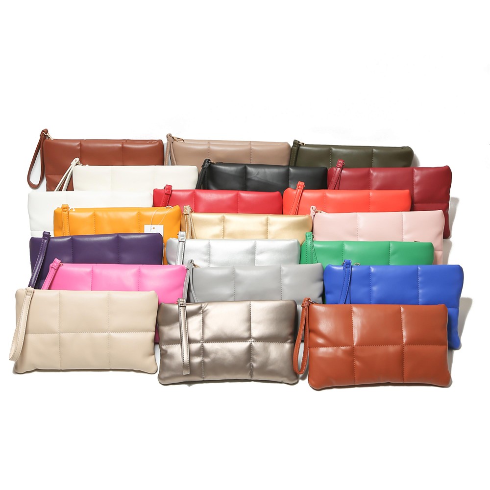Quilted Faux Leather Crossbody Wristlet With Gold Chain - Full Zipper Closure - Lined Body With Internal Zipper Pocket - Removable Wristlet Strap Included - Removable Cross Body Chain - Approximately 10.75"W X 6"T X 0.5" D - Strap Drop 23" L view 4