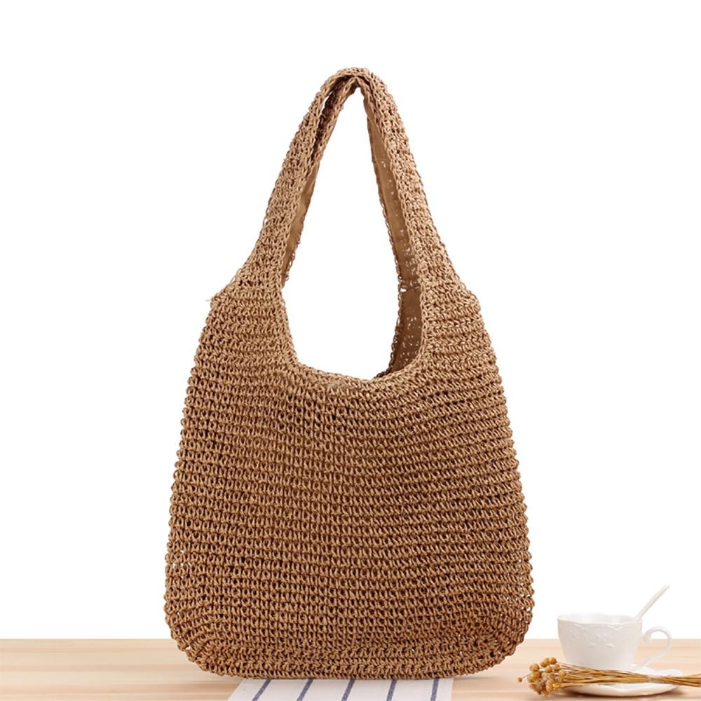 Woven Raffia Tote Bag - Lined Body - Full Zipper Closure - Open Internal Pocket - Approximately 12"T X 14" W - Strap Drop 12" L view 2