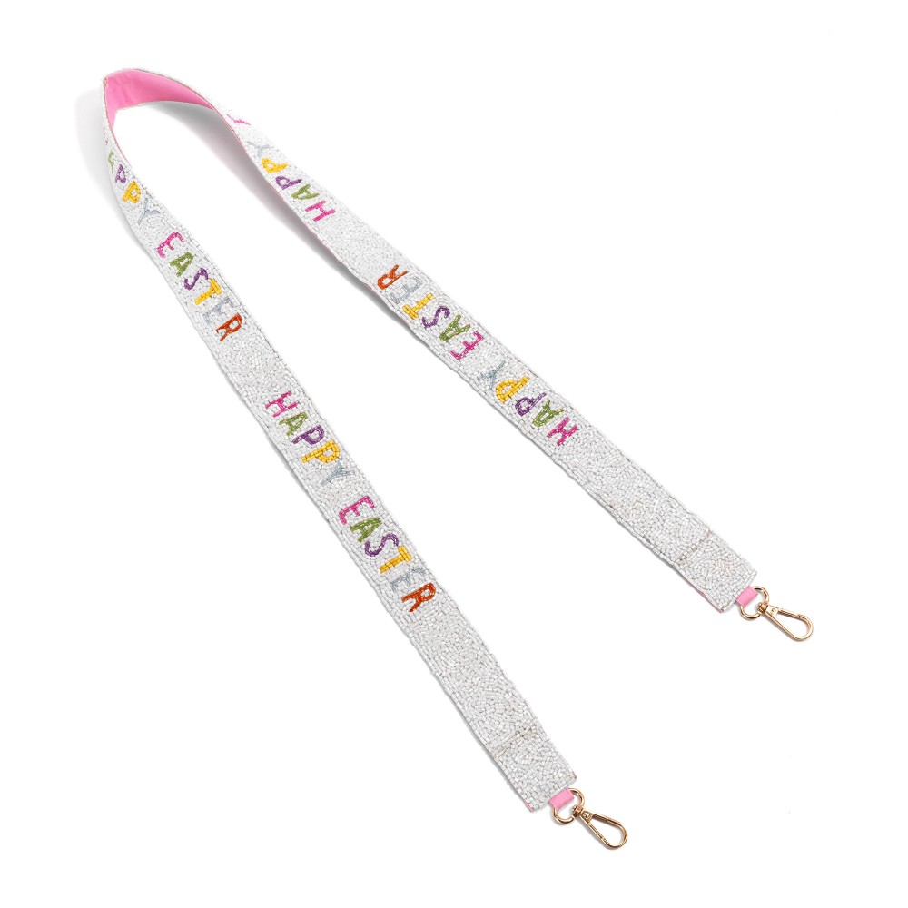 'Happy Easter' Seed Bead Bag Strap - Lobster Claw Closure - Approximately 47" L X 1.5" W view 4