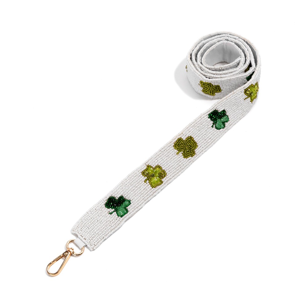Shamrock Seed Bead Bag Strap - Lobster Claw Closure - Approximately 47" L X 1.5" W view 2