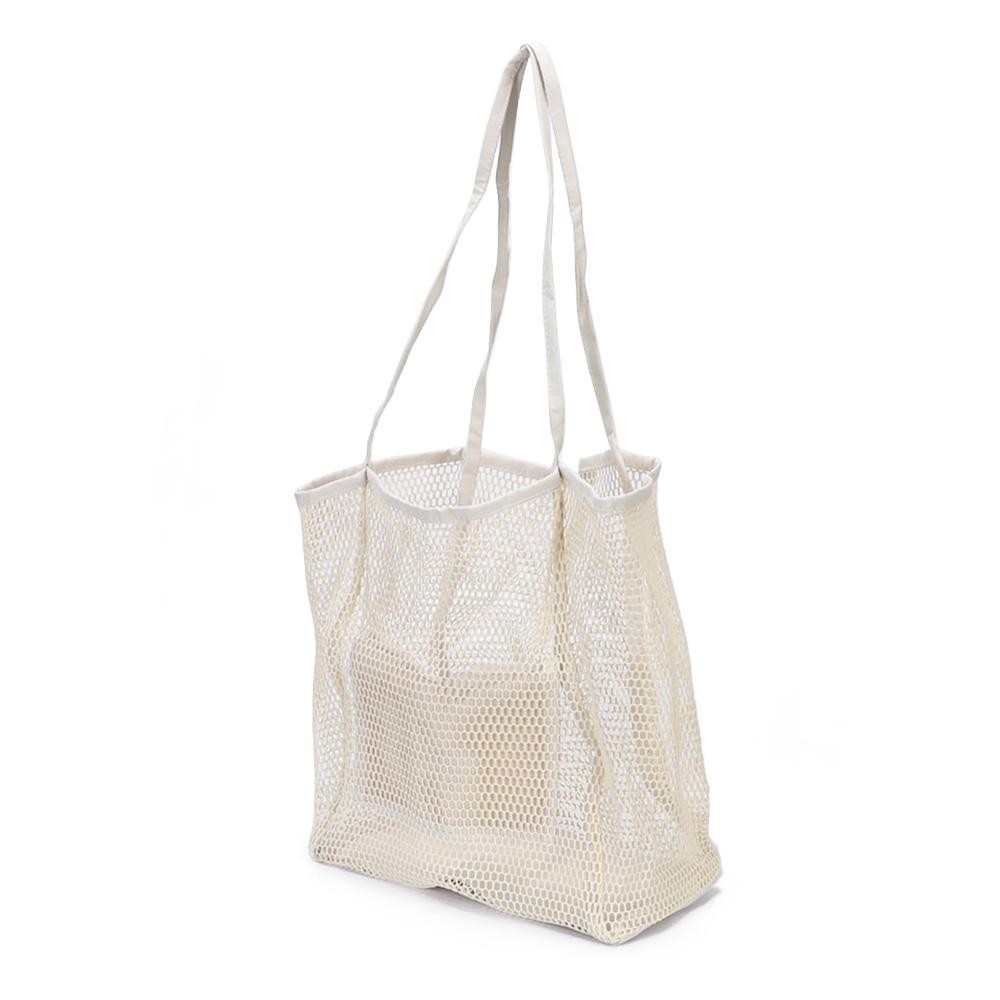 Fishnet Beach Tote Bag - Open / Unlined Body - Enforced Bottom - Internal Open Pocket - Approximately 13"T X 12"W X 6"D view 2