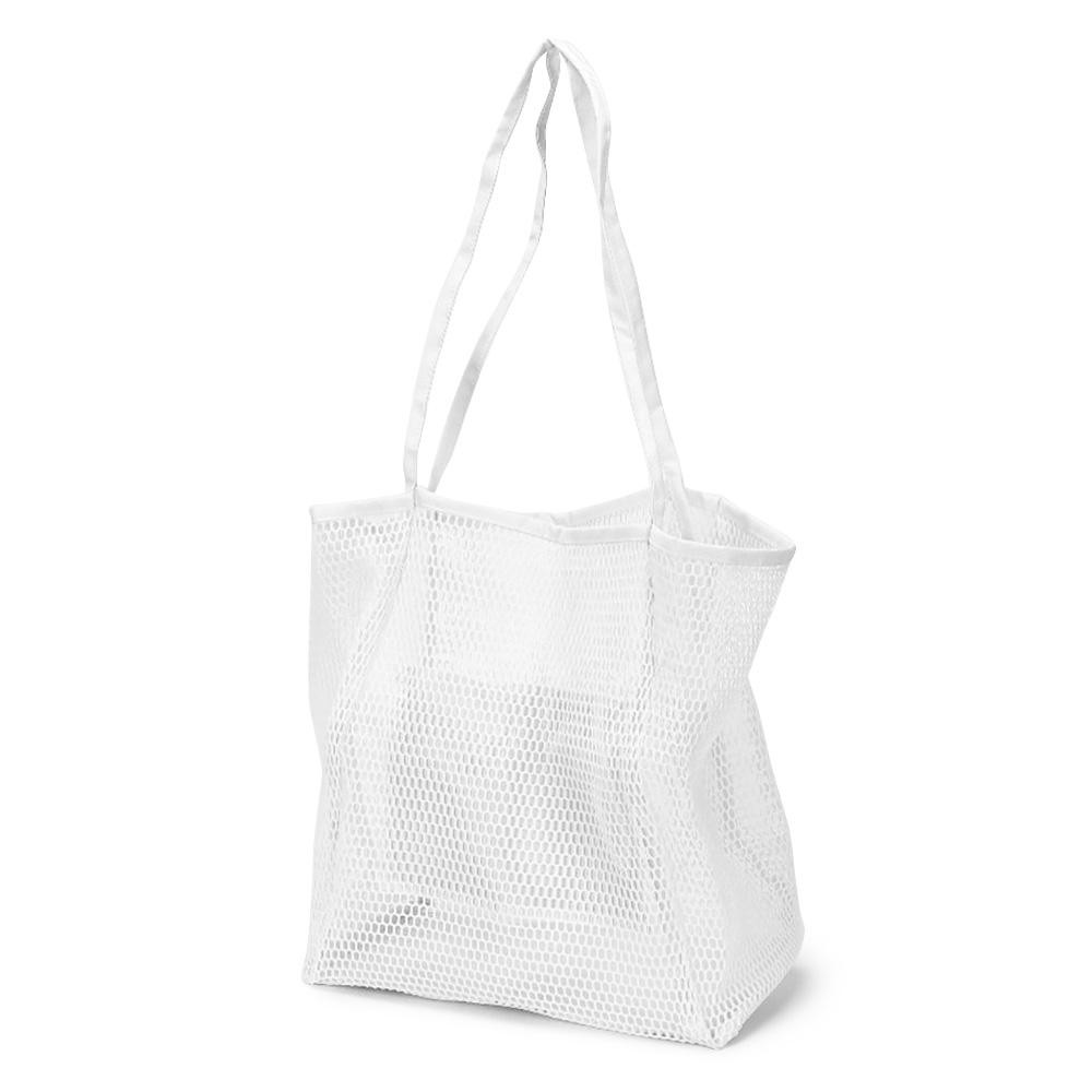 Fishnet Beach Tote Bag - Open / Unlined Body - Enforced Bottom - Internal Open Pocket - Approximately 13"T X 12"W X 6"D view 2