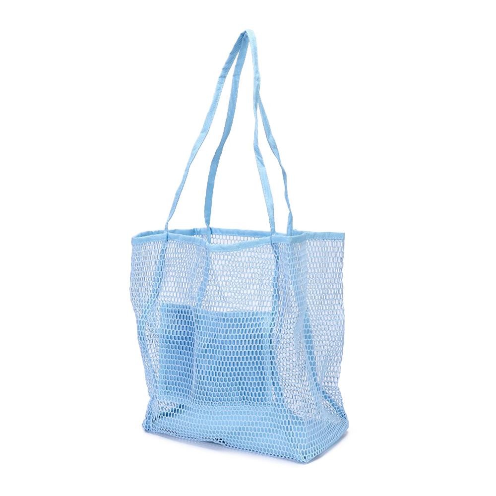 Fishnet Beach Tote Bag - Open / Unlined Body - Enforced Bottom - Internal Open Pocket - Approximately 13"T X 12"W X 6"D view 2