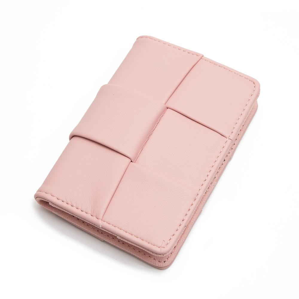 Vegan Leather Woven Bifold Wallet - Five Inside Pockets - Three Card Holders - 4.5" W X 3" H view 2