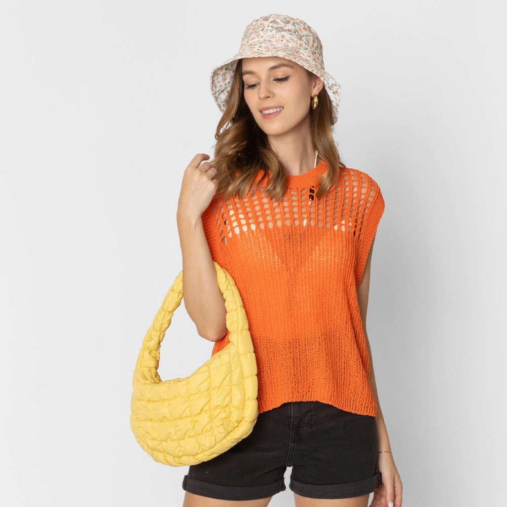 Do Everything In Love Quilted Puffer Shoulder Tote Bag - Full Zip Closure - One Inner Zip Pocket - Approximate 10"L x 7"H x 3.25"D - 100% Polyester view 2