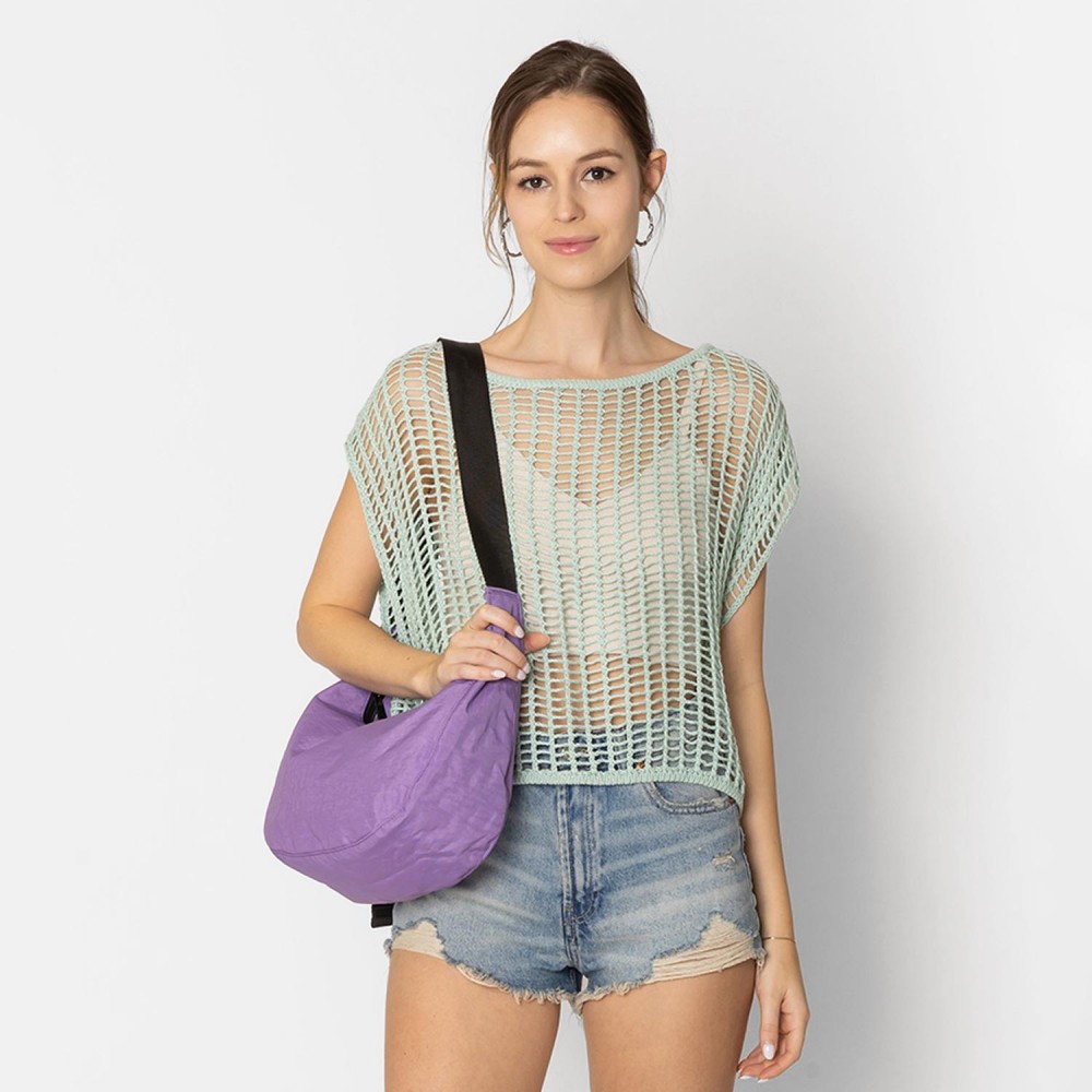 Do Everything In Love Water Resistant Crossbody Bag With Adjustable Strap - Full Zipper Closure - Lined Body With One Zipper Pocket - Adjustable Strap 20" L - Body Approximately 14" W X 8" T X 4" D - Material : Shell: 100% Nylon Lining: 100% Polyester view 4