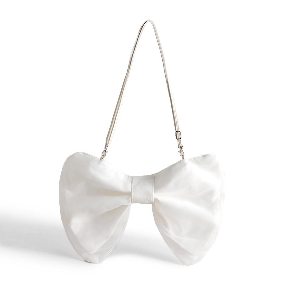 Taffeta Bow Cross Body Bag - Velcro & Full Zip Closure - Removable Cross Body Straps - Approximately 12" L X 16" W - Strap Drop 27"- 54" L view 2