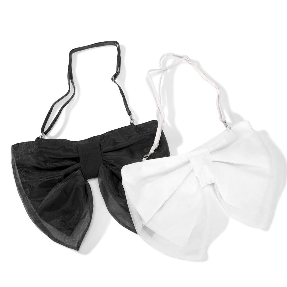 Taffeta Bow Cross Body Bag - Velcro & Full Zip Closure - Removable Cross Body Straps - Approximately 12" L X 16" W - Strap Drop 27"- 54" L view 4