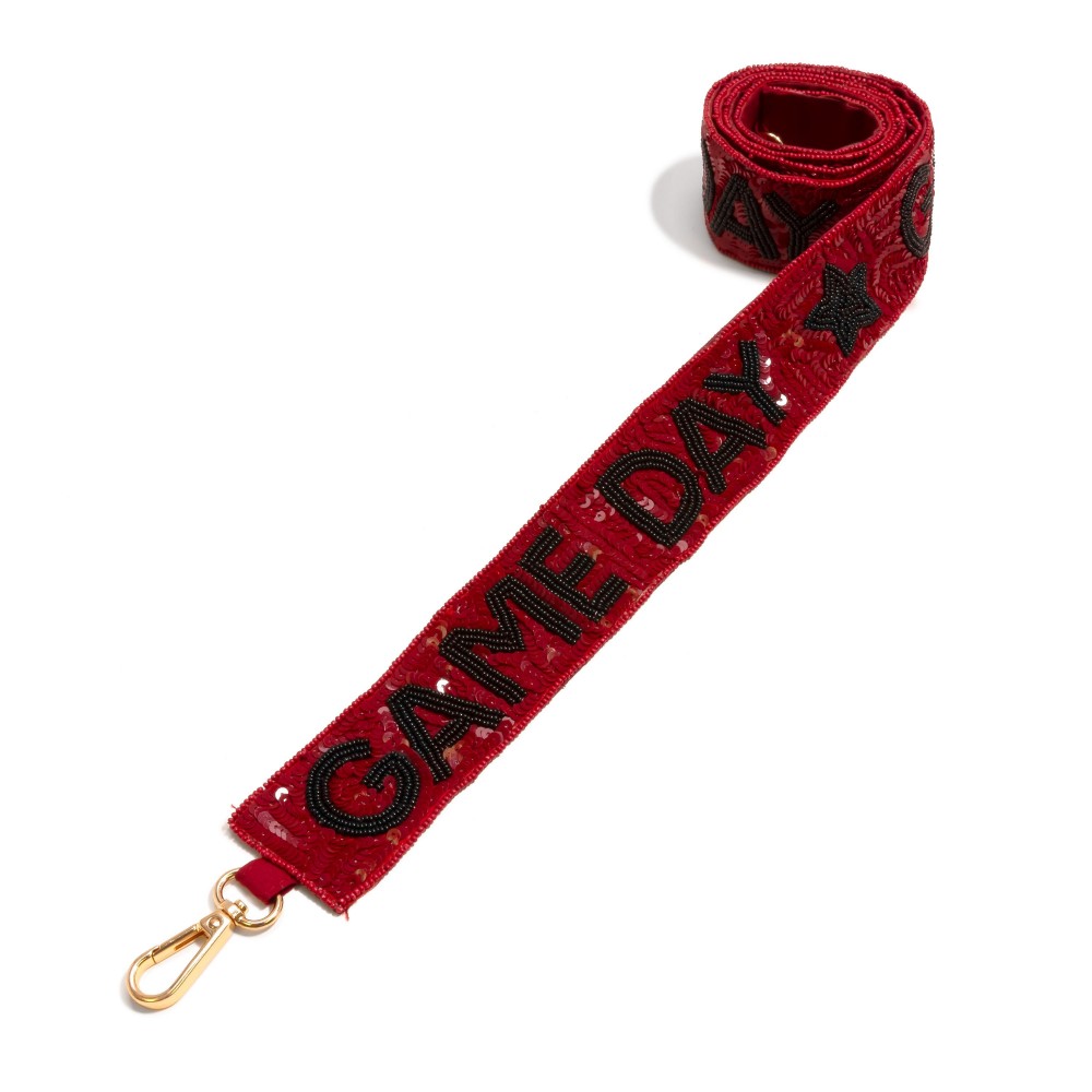 Seed Bead & Sequin "GAME DAY" Purse Strap - Lobster Claw Closure - Approximately 43" L view 2