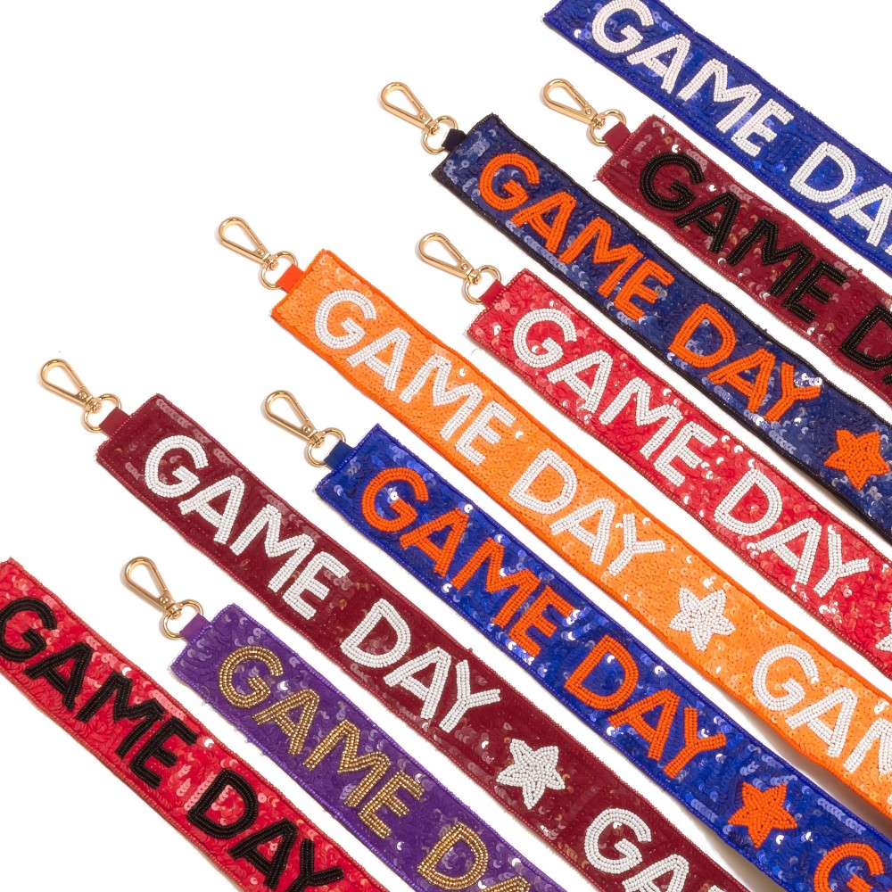 Seed Bead & Sequin "GAME DAY" Purse Strap - Lobster Claw Closure - Approximately 43" L view 4