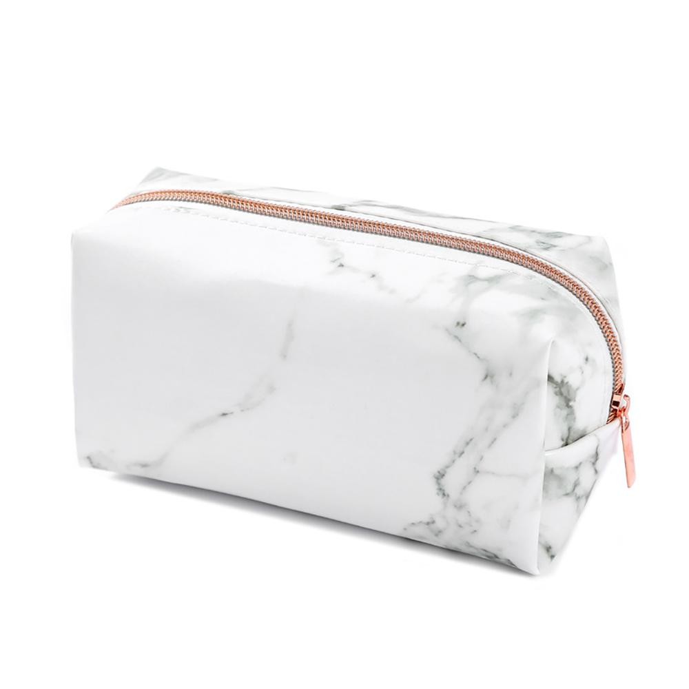 Marble Print Makeup Pouch - Zip Closure - Approximately 7" L x 4" T x 2.5" D view 2