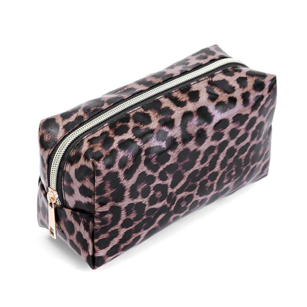 Leopard Print Makeup Pouch - Zip Closure - Approximately 7" L x 4" T x 2.5" D view 2