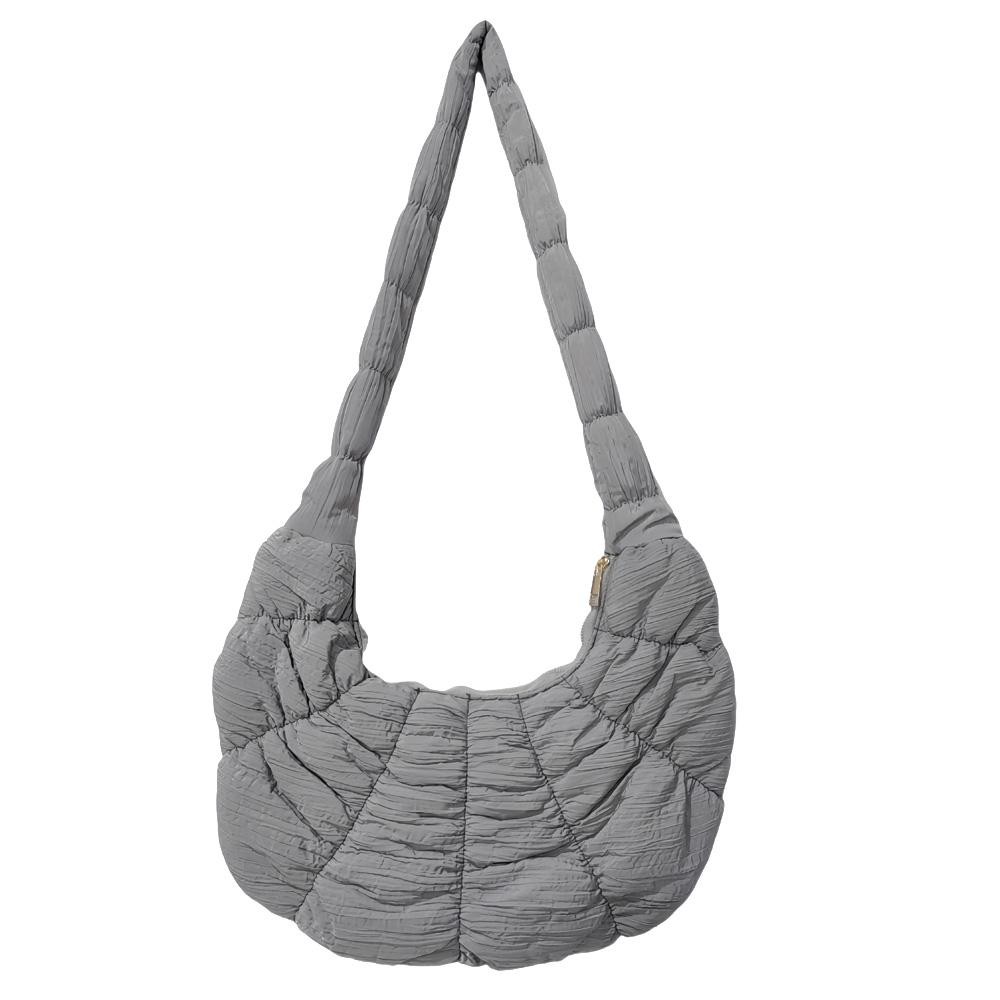 Nylon Quilted Puffer Tote Bag - Zip Closure - Lined Inside - One Inner Zip Pocket - Approximately 15" L x 8" T x 3" W - Handle Drop 18" L view 2