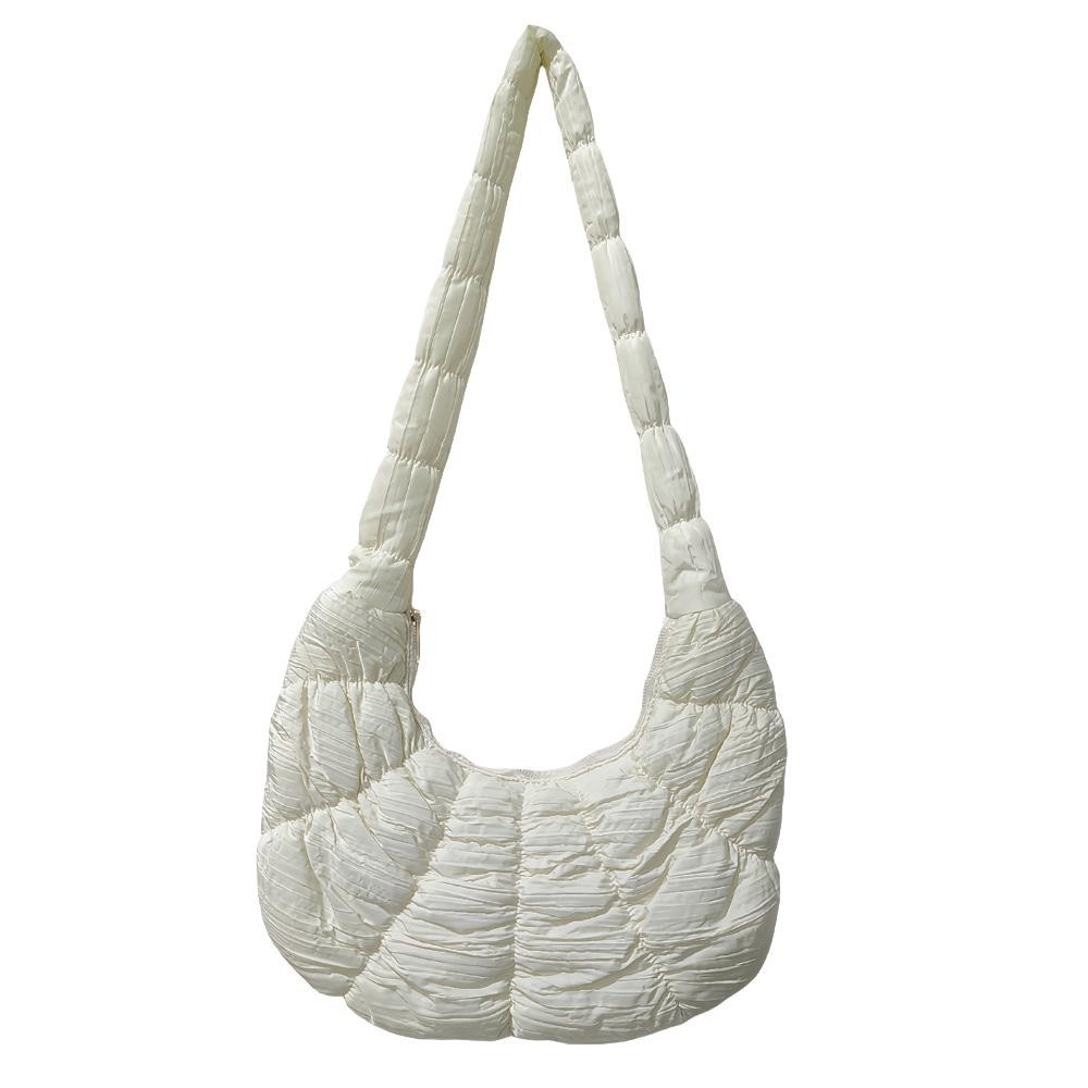 Nylon Quilted Puffer Tote Bag - Zip Closure - Lined Inside - One Inner Zip Pocket - Approximately 15" L x 8" T x 3" W - Handle Drop 18" L view 2