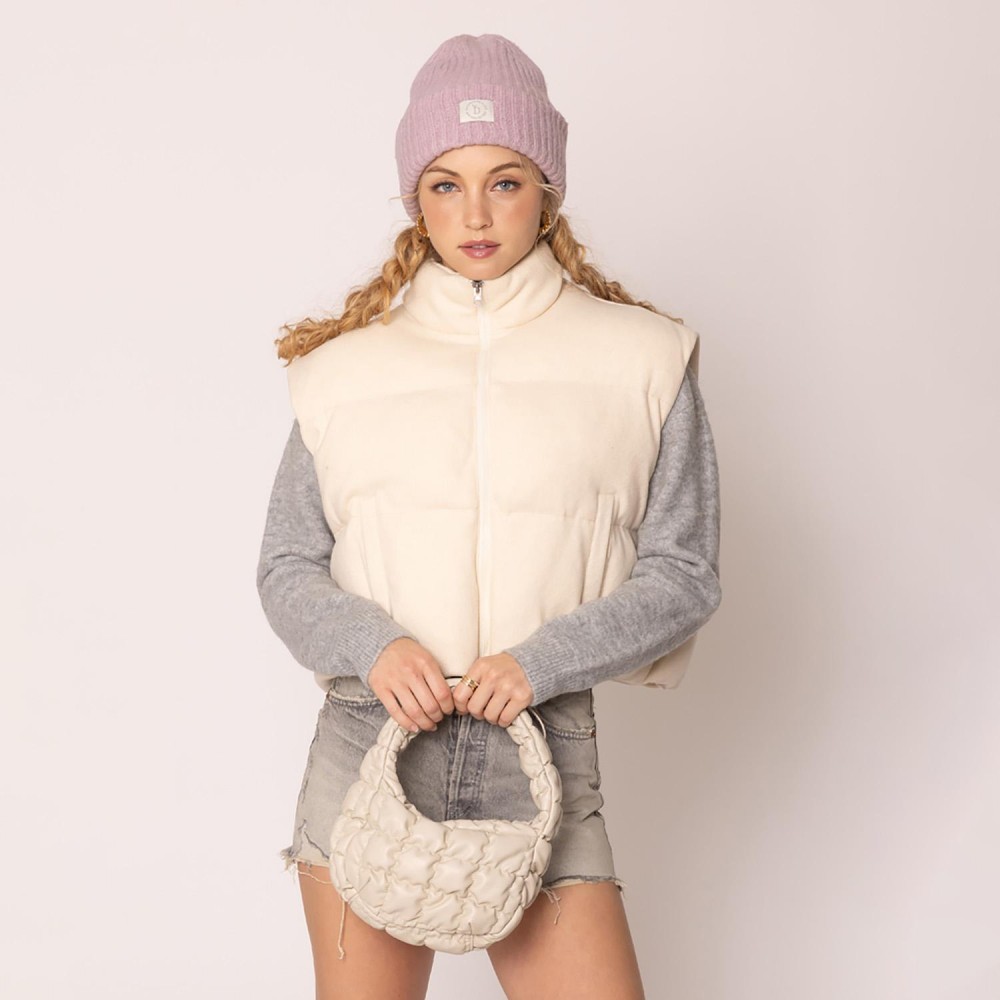 Do Everything In Love Vegan Leather Quilted Puffer Tote Bag - Full Zip Closure - 1 Inner Open Pocket - Approximate 7" L x 5" T x 3" D - 100% Polyester view 2