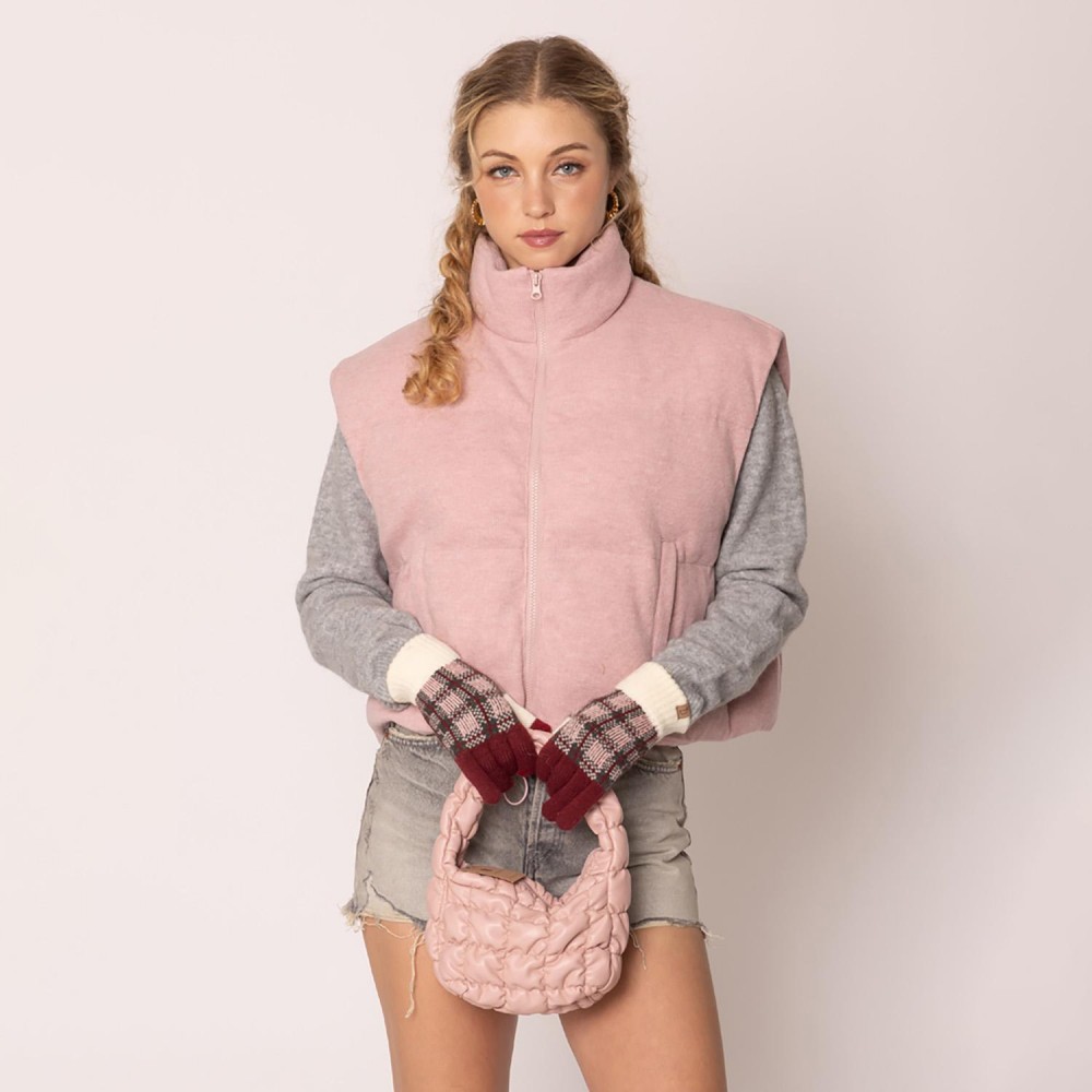 Do Everything In Love Vegan Leather Quilted Puffer Tote Bag - Full Zip Closure - 1 Inner Open Pocket - Approximate 7" L x 5" T x 3" D - 100% Polyester view 2