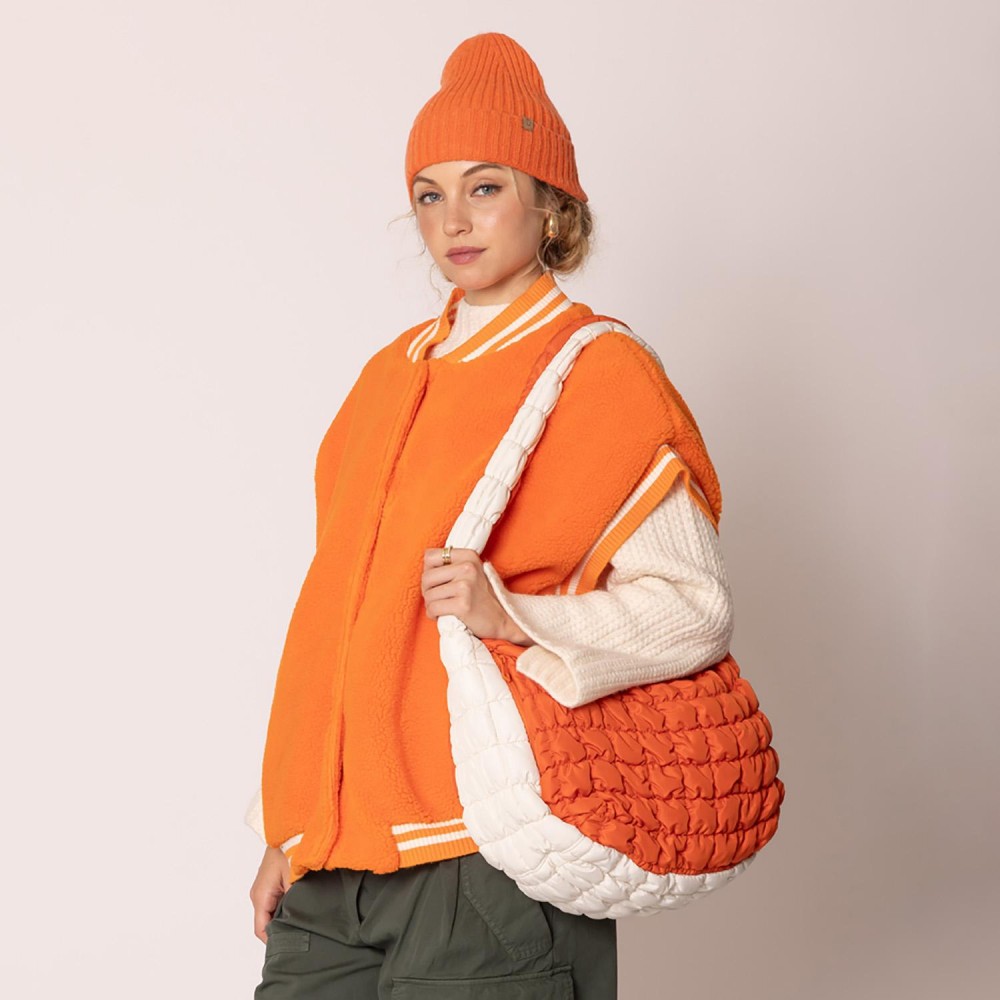 Do Everything In Love Game Day Quilted Puffer Shoulder Tote Bag - Full Zip Closure - One Interior Zip Pocket - Two Interior Open Pockets - Approximate 16" L x 12" T x 8" D - 100% Polyester view 2