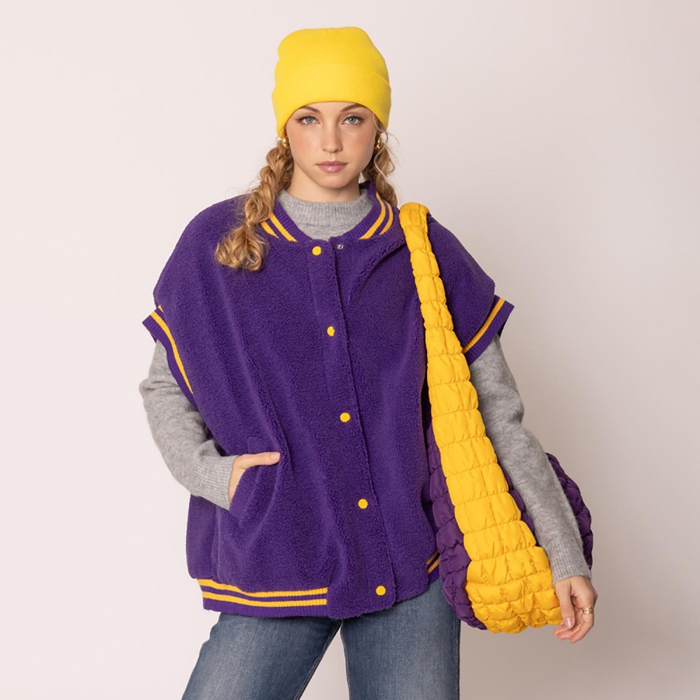 Do Everything In Love Game Day Quilted Puffer Shoulder Tote Bag - Full Zip Closure - One Interior Zip Pocket - Two Interior Open Pockets - Approximate 16" L x 12" T x 8" D - 100% Polyester view 6