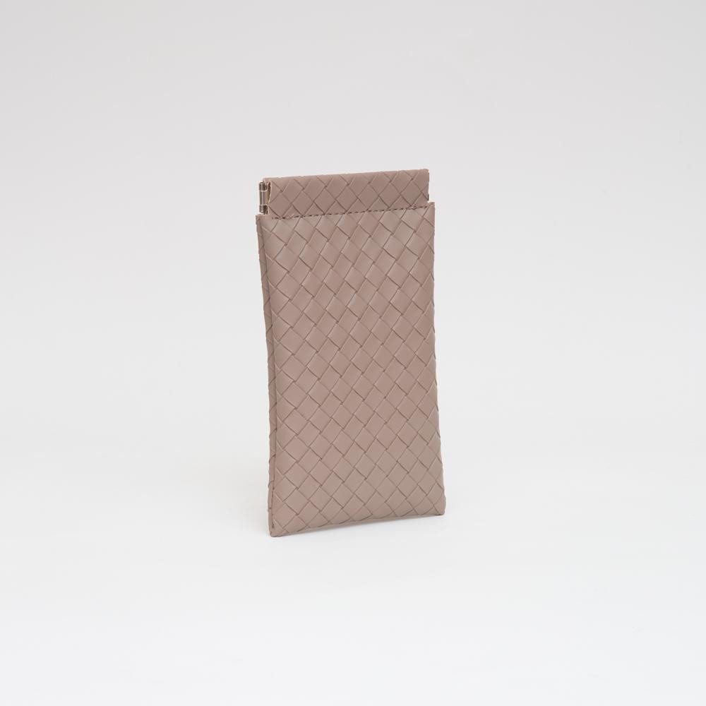 Woven Vegan Leather Glasses Case - Magnetic Closure - Lined Body view 2
