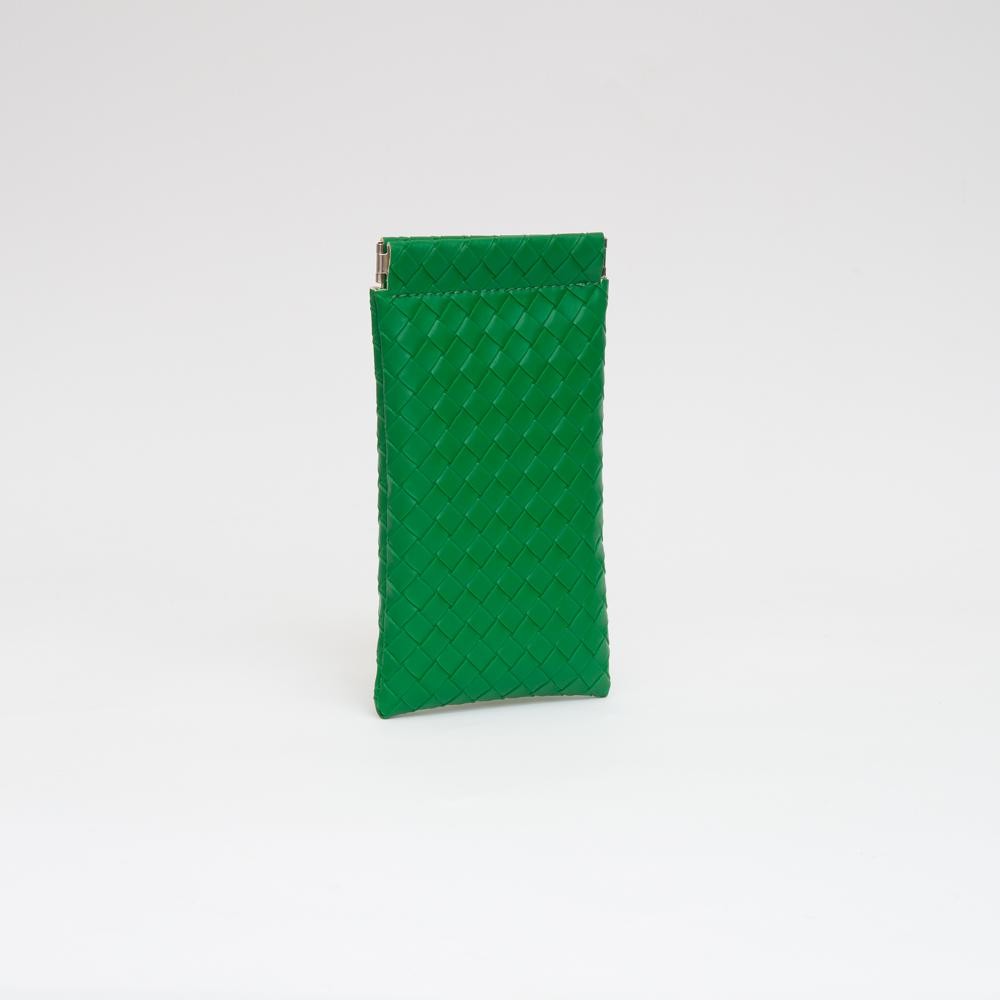 Woven Vegan Leather Glasses Case - Magnetic Closure - Lined Body view 2