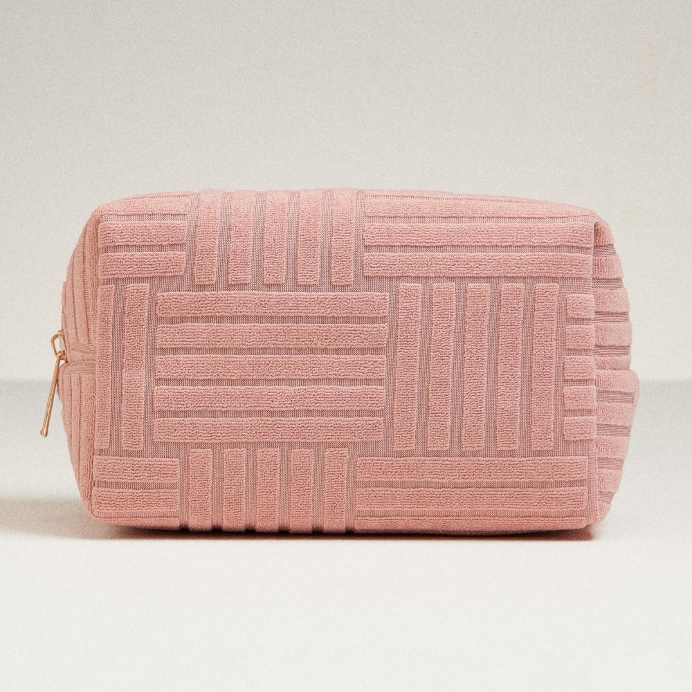 Quilted Terry Cloth Travel Pouch - Full Zip Closure - Approximately 7" L X 4" T X 4" D - 1005 Polyester view 2