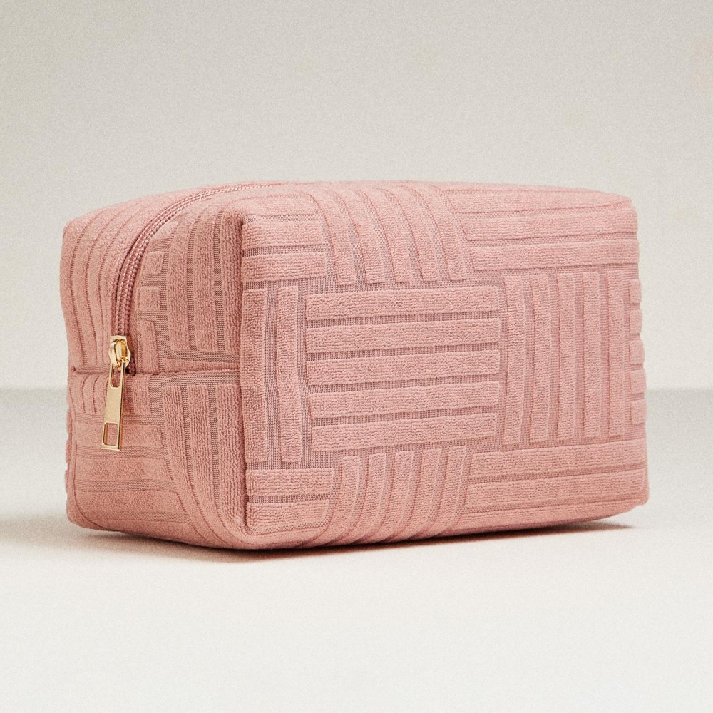 Quilted Terry Cloth Travel Pouch - Full Zip Closure - Approximately 7" L X 4" T X 4" D - 1005 Polyester view 4