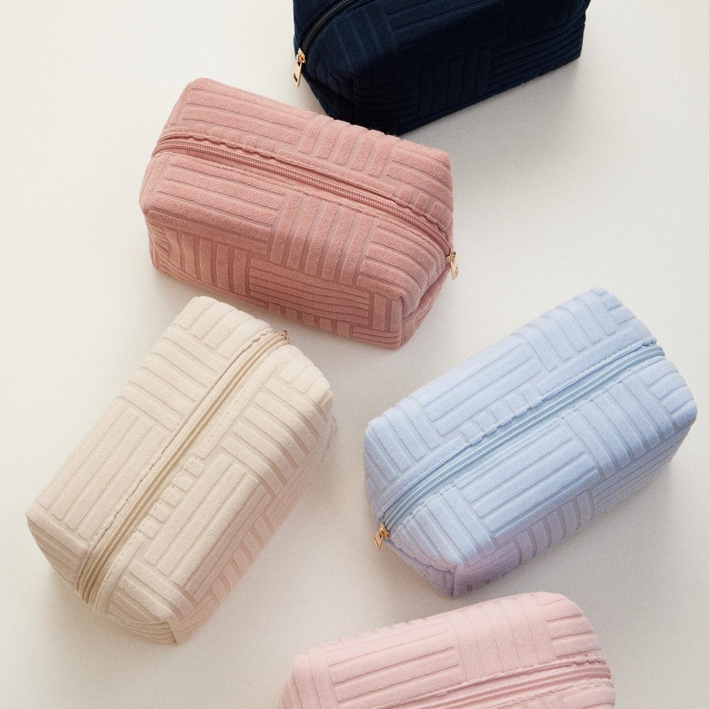 Quilted Terry Cloth Travel Pouch - Full Zip Closure - Approximately 7" L X 4" T X 4" D - 1005 Polyester view 6