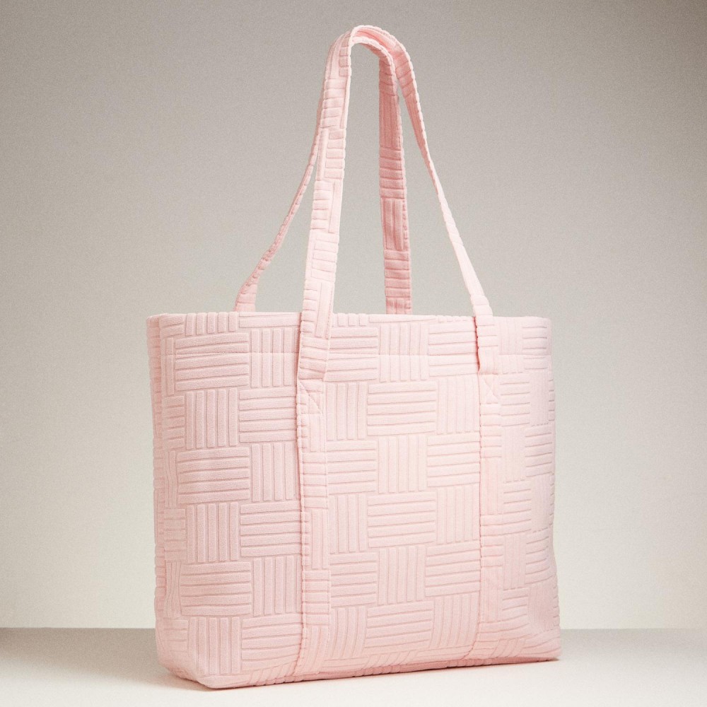 Quilted Terry Cloth Tote Bag - Snap Closure - Lined Body - Handle Drop 12" L - Approximately 20" L X 15" T X 5" D - 100% Polyester view 4