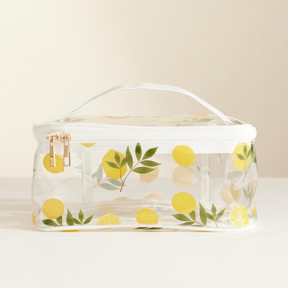 Clear Fruit Print Travel Pouch - Full Zipper Closure - Approximately 9" L X 4" T X 5" D view 2