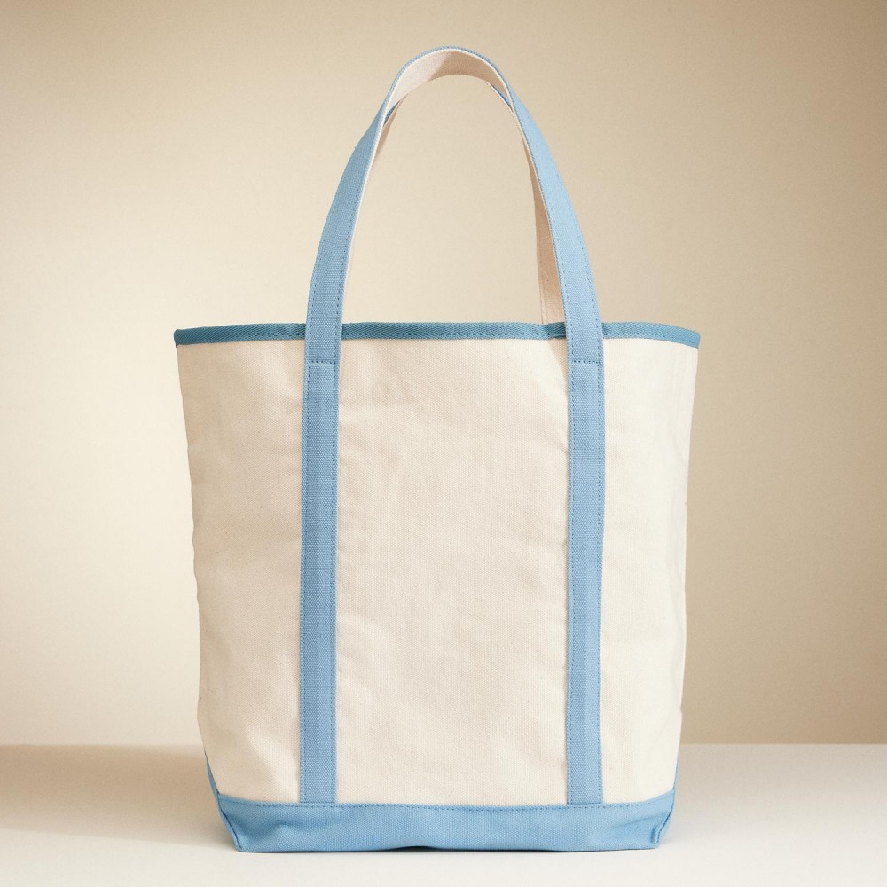 Helm & Anchor Print Canvas Tote Bag - Handle Drop 8" L - Approximately 19" L X 15" T X 8" D - 100% Cotton view 4