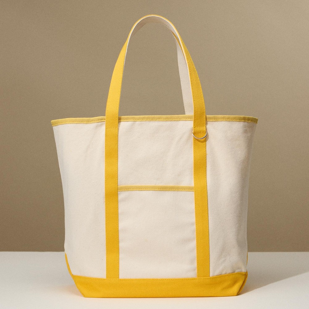Canvas Tote Bag - 1 Open External Pocket - Metal Key Ring - 1 Open Internal Pocket - Handle Drop 8" L - Approximately 18" L X 13" T X 8" D - 100% Cotton view 2