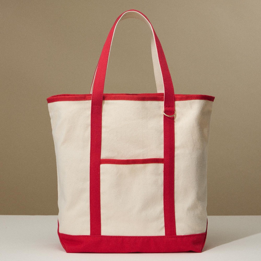Canvas Tote Bag - 1 Open External Pocket - Metal Key Ring - 1 Open Internal Pocket - Handle Drop 8" L - Approximately 18" L X 13" T X 8" D - 100% Cotton view 2